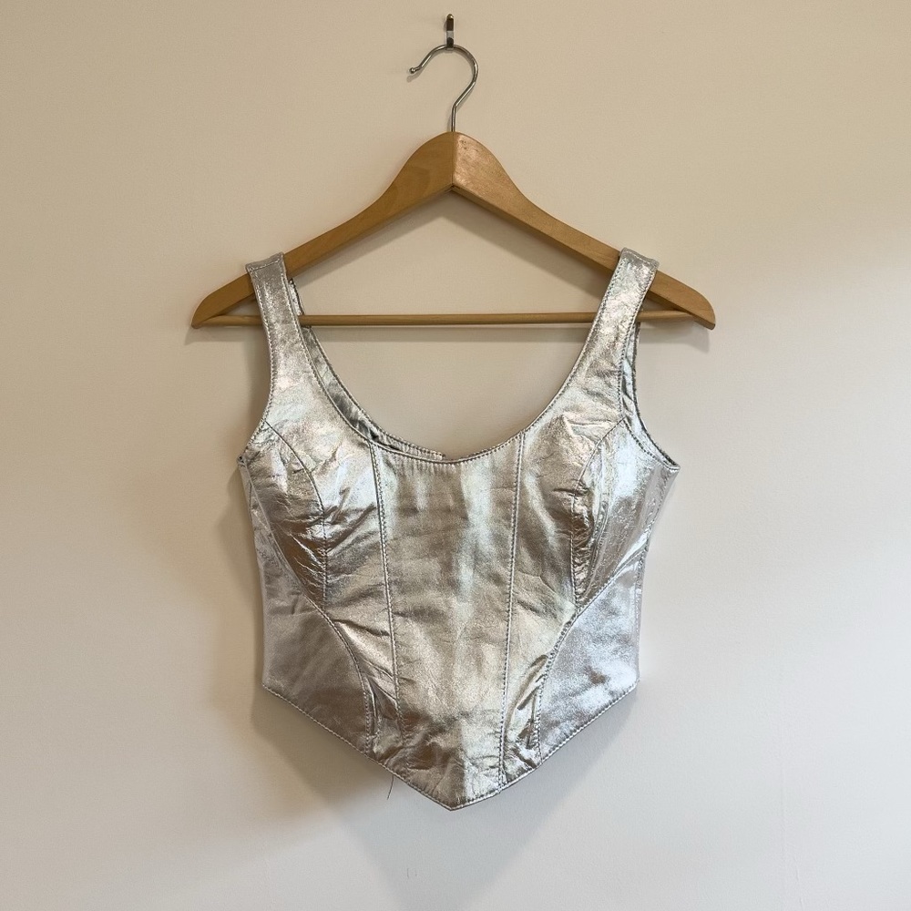 NWT Silver Leather Bustier by Understated Leather